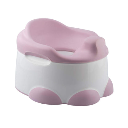 Bumbo Step ‘n Potty in Cradle Pink shown in potty mode with soft foam seat.