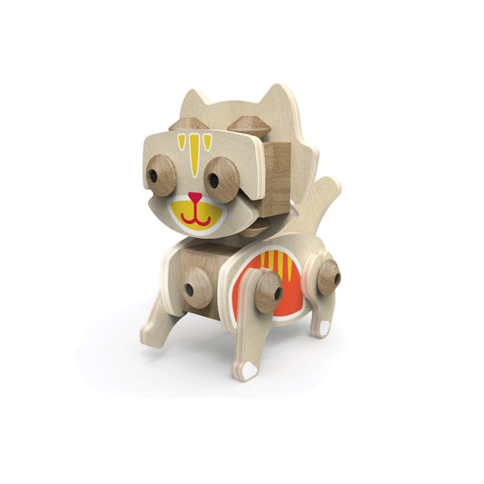 Classic World Flexi Animals wooden construction toy assembled with movable joints and colourful details.