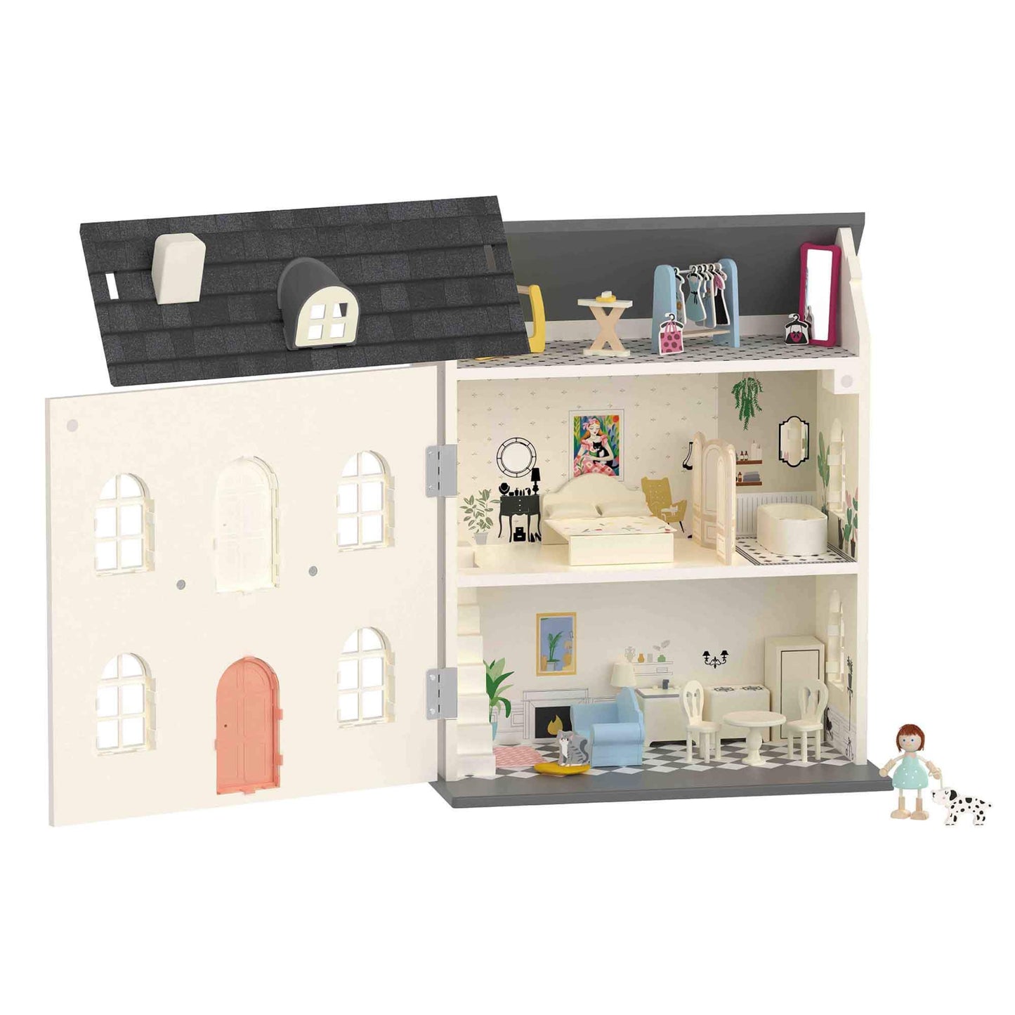 Classic World Vintage Doll House with open-plan design, detailed furniture, and accessories, perfect for imaginative role play and storytelling.