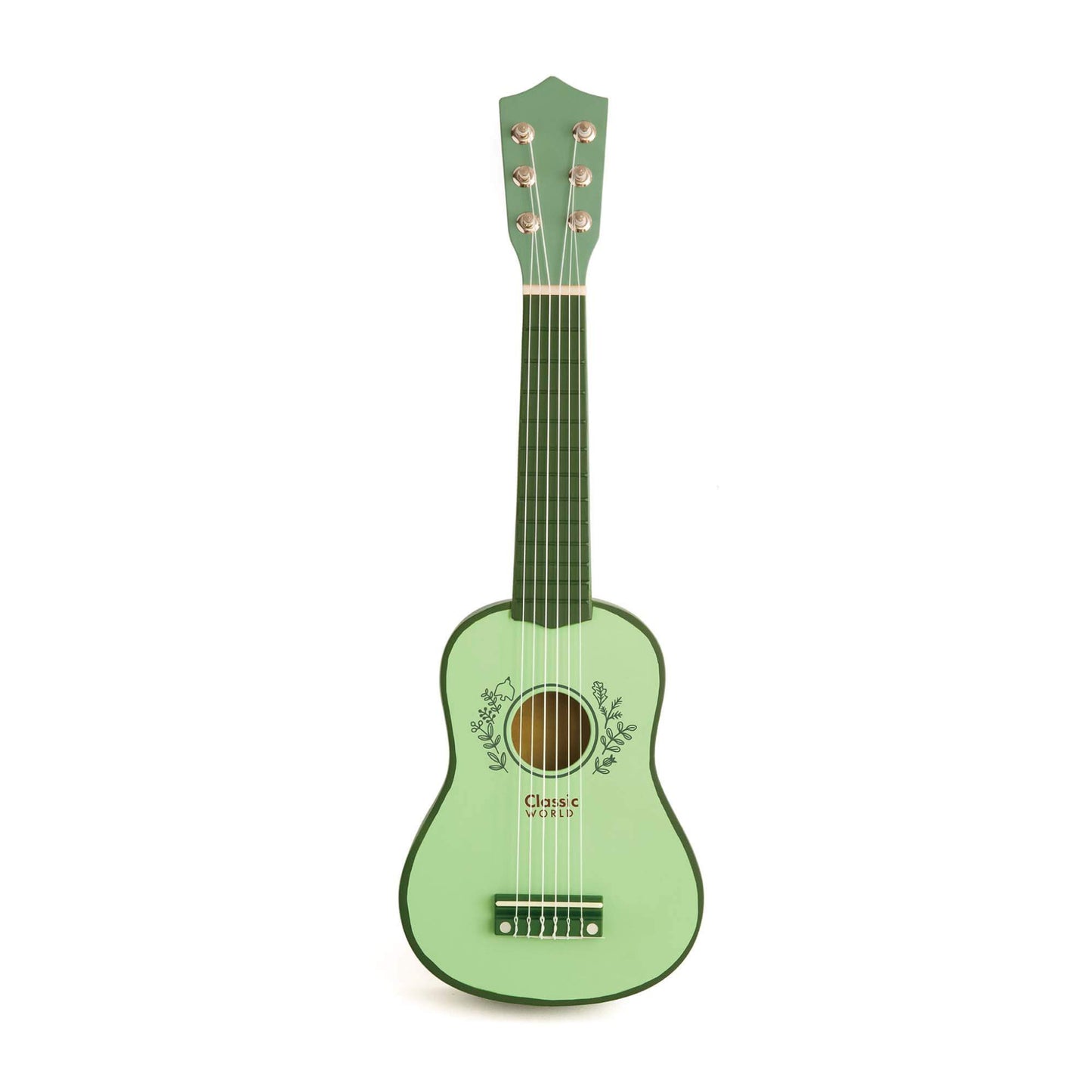Classic World Vintage Guitar in pastel green. Six strings, and a child-friendly size, perfect for musical exploration.