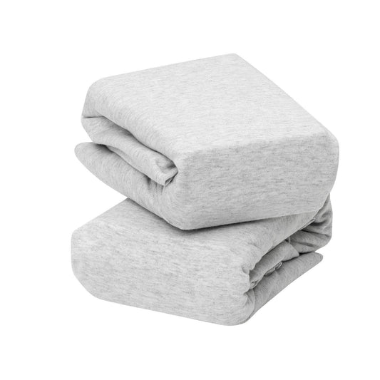 Super soft 100% jersey cotton sheets. Deep Elastic skirts: with 360 elastic flap for secure fitting. 2 pack of fitted sheets for cot/cot bed in grey.