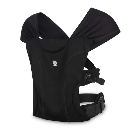 Dooky Carrier Be One Black baby carrier with wide shoulder straps, supportive front panel and adjustable waist belt.