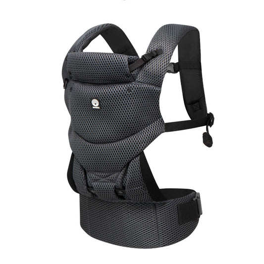 Dooky Urban Comfort Grey Sapphire baby carrier with breathable mesh panels, padded shoulder straps and supportive waist belt.