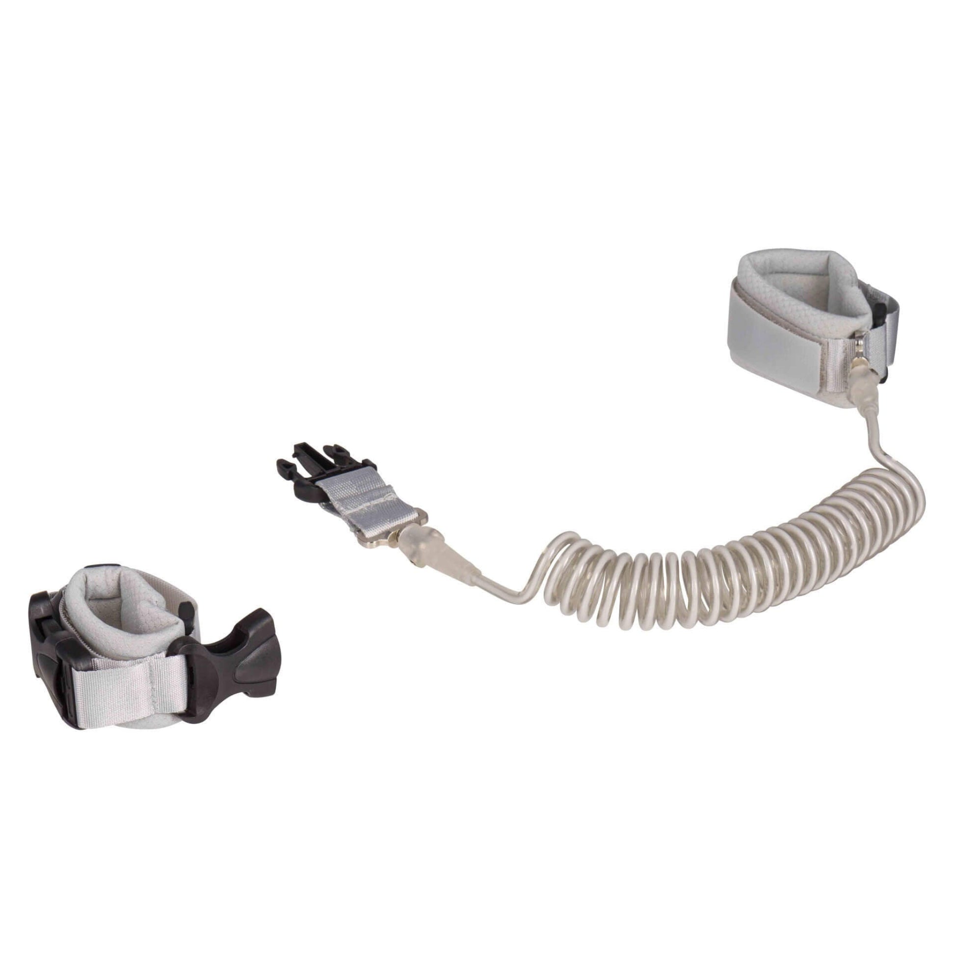 Dooky Safety Wristband with adjustable padded cuffs and a coiled tether, designed to keep children close in busy areas.