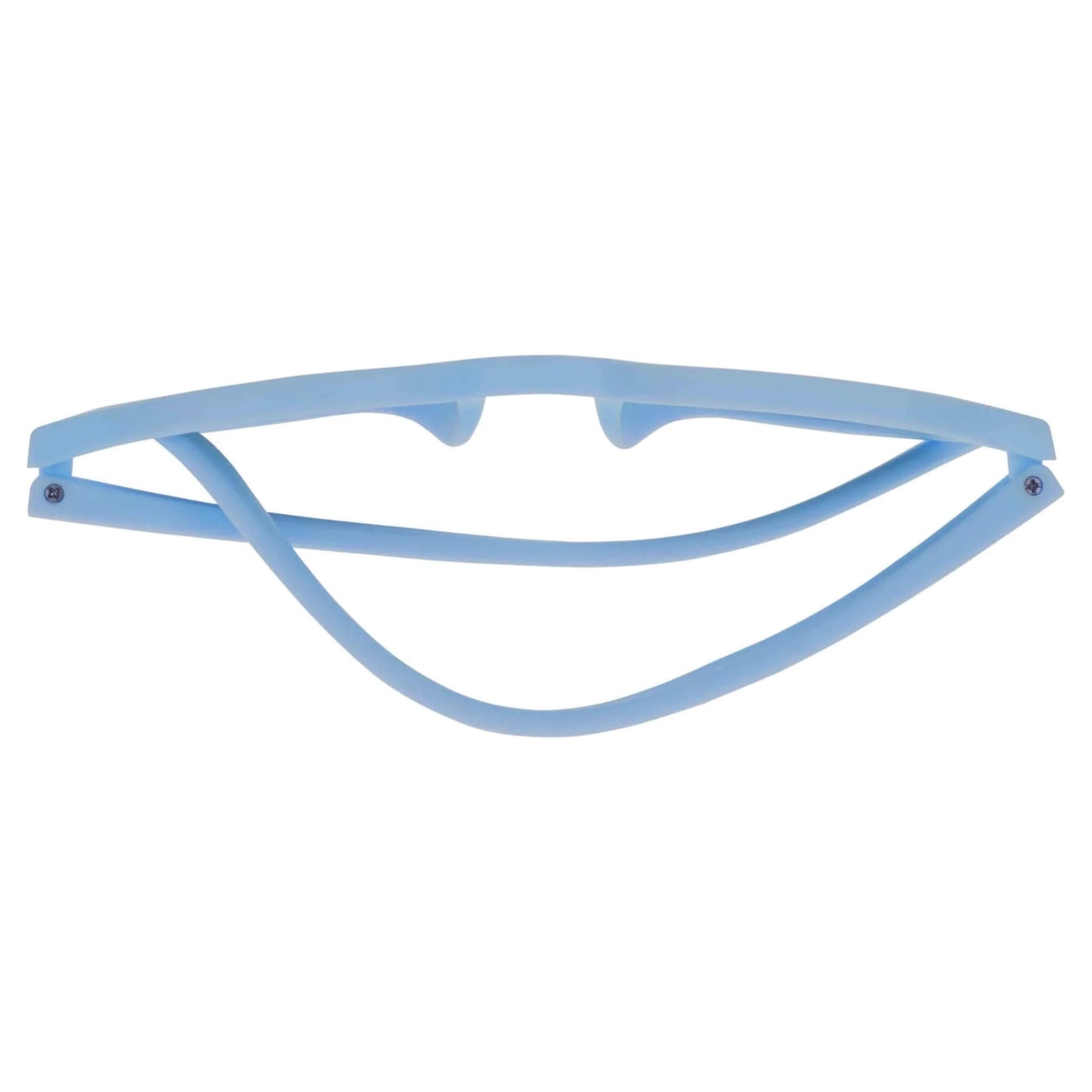 Children’s sunglasses in blue shown folded flat, displaying flexible arms and slim profile for easy storage.