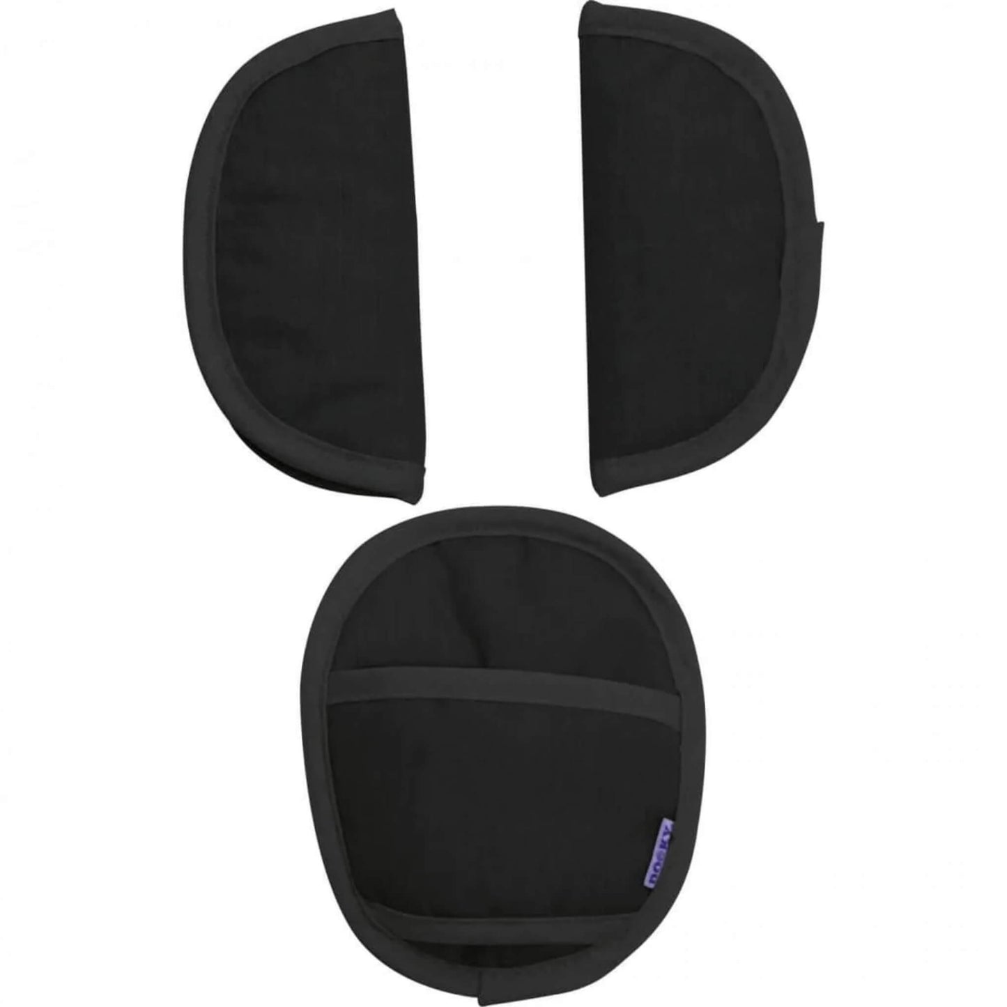 Black Dooky Universal Pads shown as a three-piece set, including two strap covers and one buckle pad, displayed on a white background.