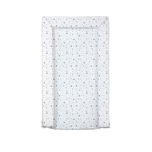 This changing mat features a modern all-over print of star constellations in silver grey. Perfect for your little space explorer.