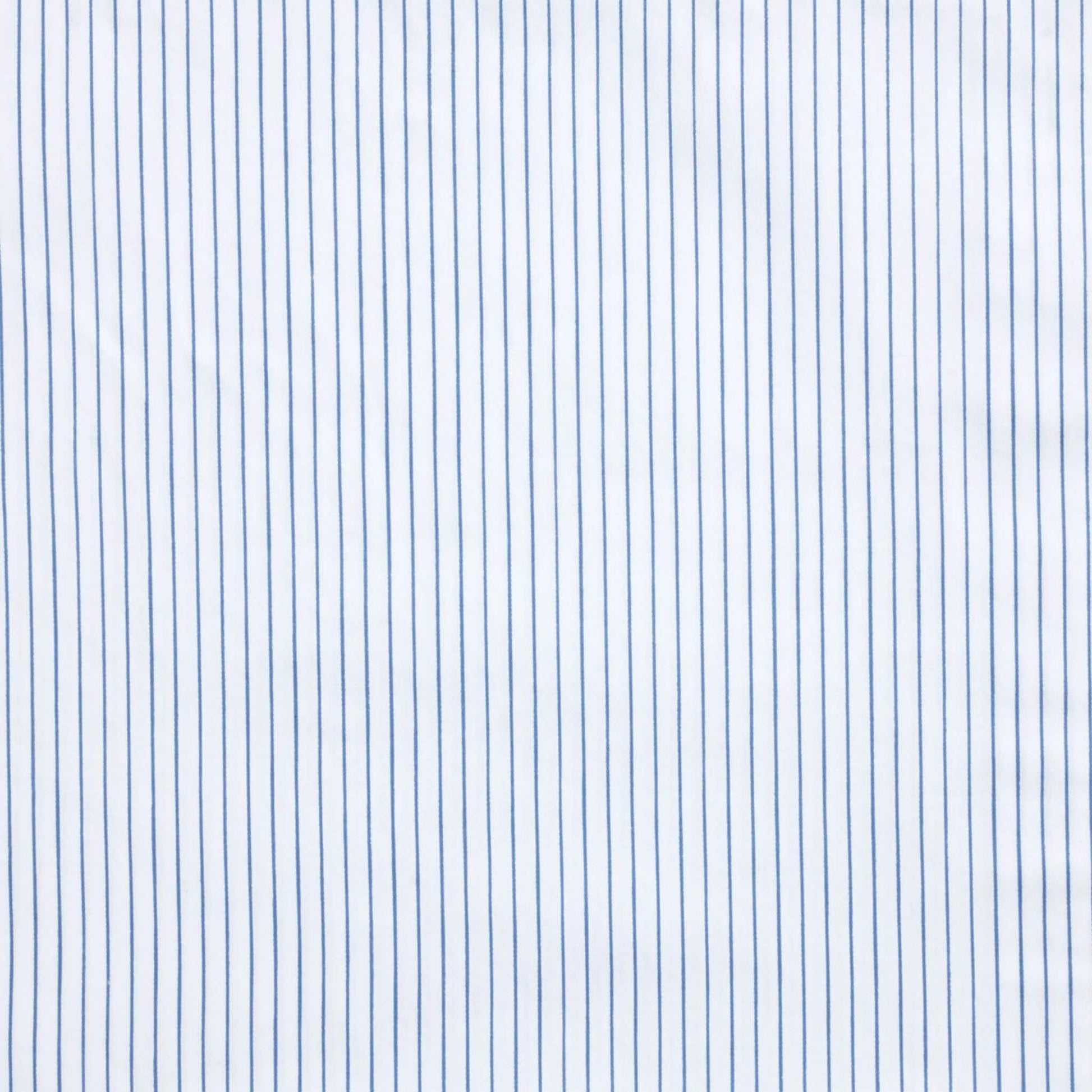 Close-up fabric view of the Midnight Stripe design showing evenly spaced vertical navy stripes on a white background.