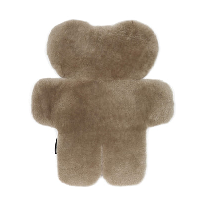 FLATOUTbear Rug baby play rug made from 100% Australian sheepskin, shown in a soft latte tone with a large flat bear shape and plush natural fleece surface.
