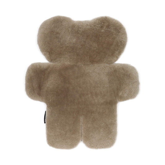 FLATOUTbear Rug baby play rug made from 100% Australian sheepskin, shown in a soft latte tone with a large flat bear shape and plush natural fleece surface.