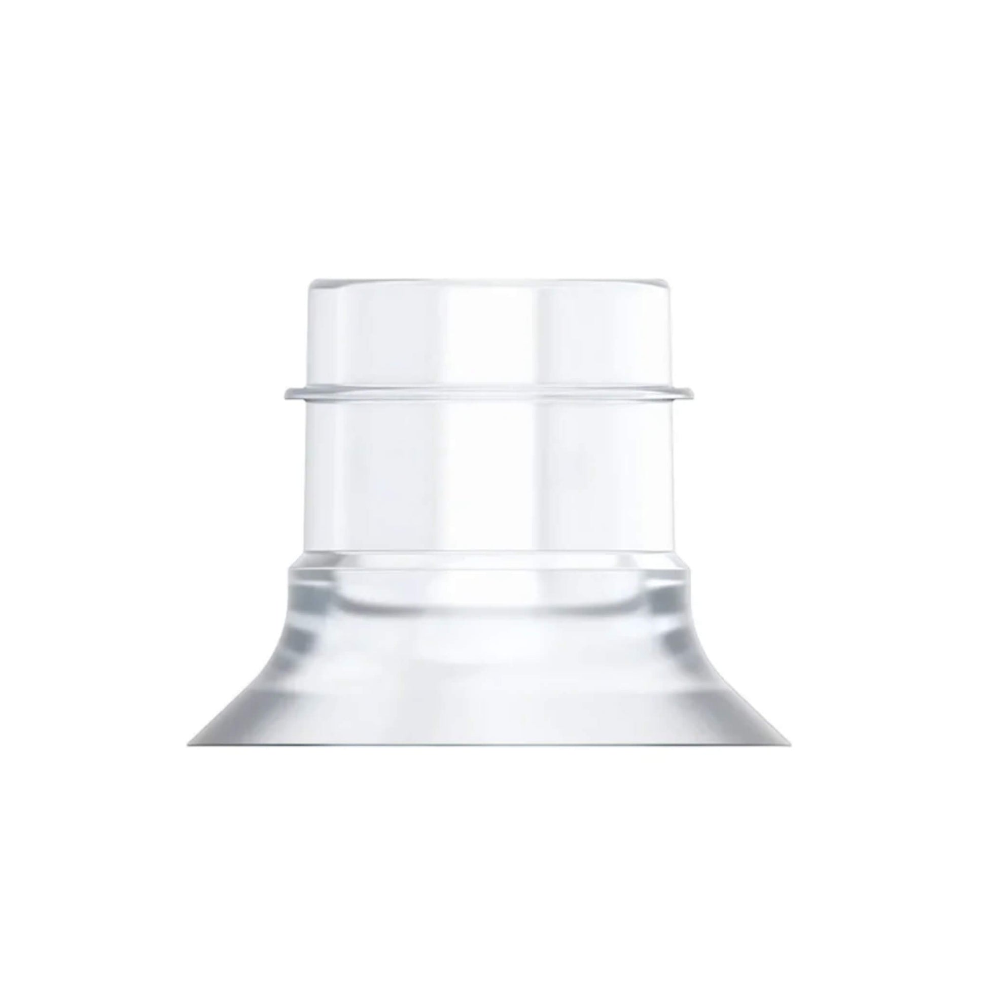 Fraupow Insert shown upright in clear silicone, displaying its narrow tunnel shape and gentle tapered base.