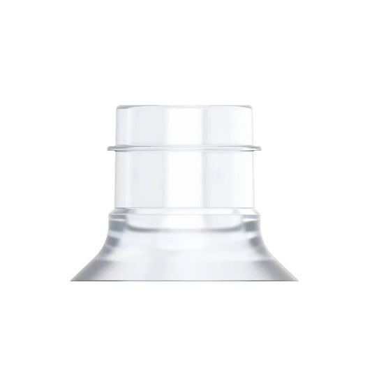 Fraupow Insert shown upright in clear silicone, displaying its narrow tunnel shape and gentle tapered base.