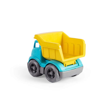 Rear view of the OceanBound Dumper truck with a wide, open yellow bed designed for carrying small items.