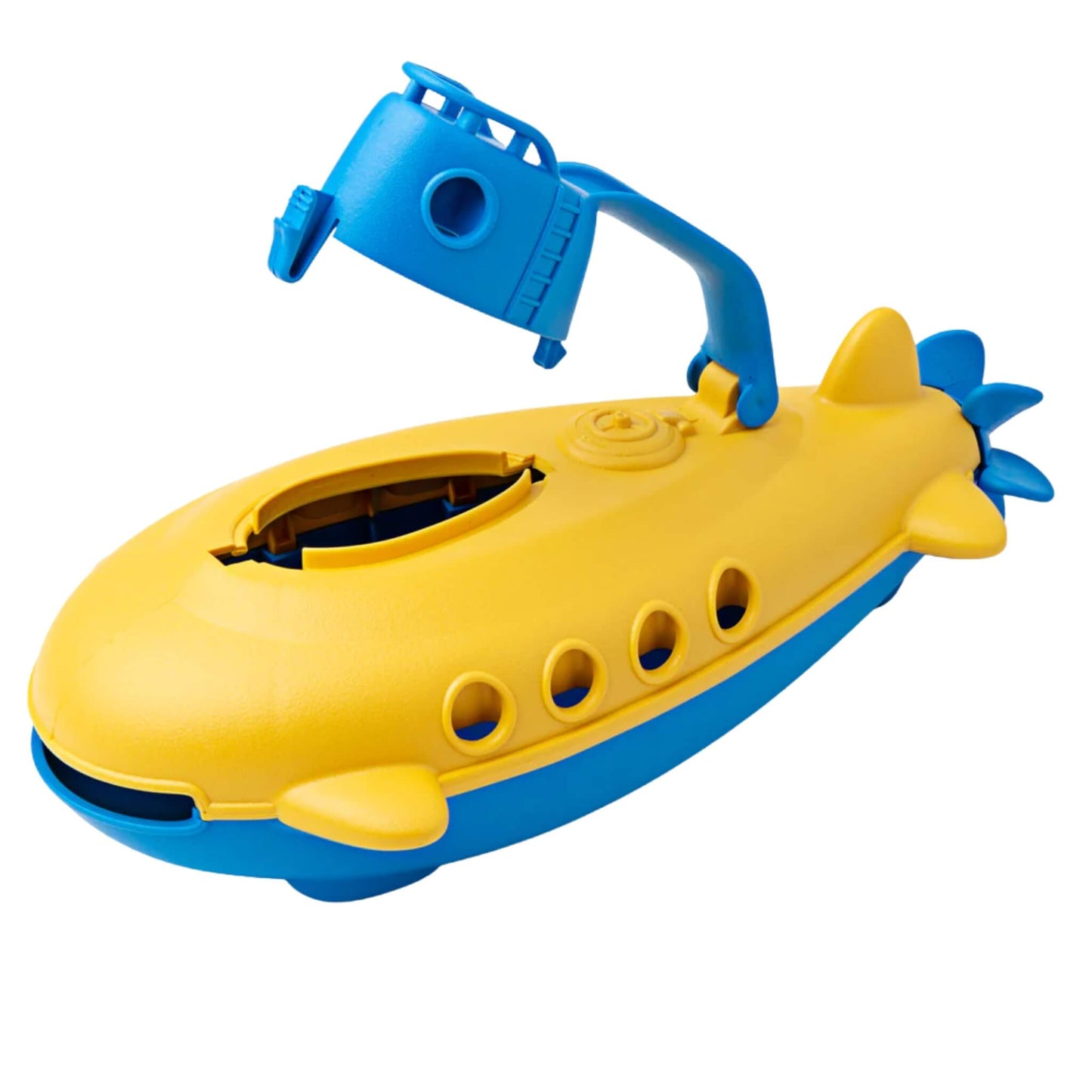 Toy Submarine shown with top cabin open, revealing the hollow interior and wide-mouth spout for pouring.