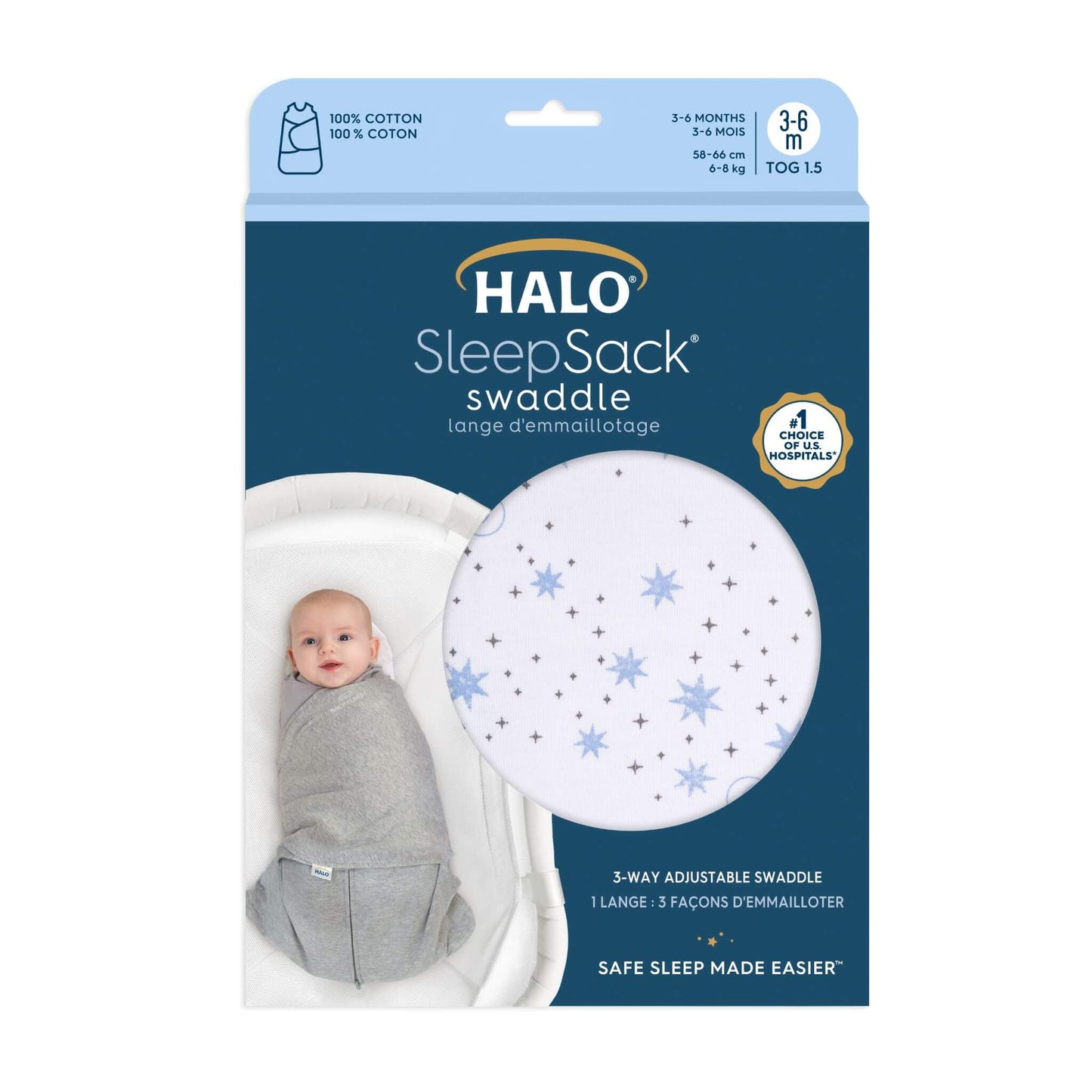 Halo SleepSack Swaddle - 1.5 Tog (Midnight Moons Blue)
