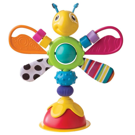 Easily sticks to baby’s highchair with the suction cup. Baby’s attention will be captured as Freddie sways when he’s gently batted. Different textured wings to encourage sensory discovery.