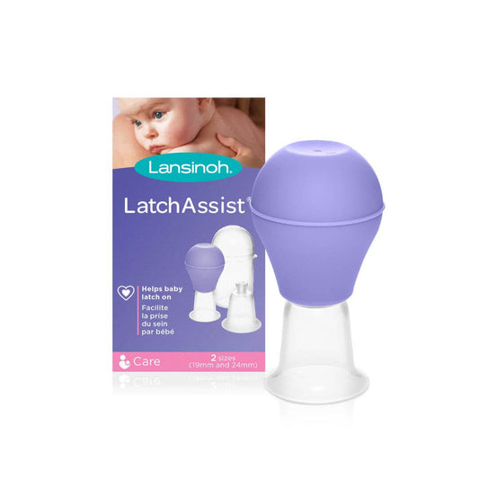 Lansinoh LatchAssist, a tool designed to help babies latch on by gently drawing out flat or inverted nipples, making breastfeeding easier.
