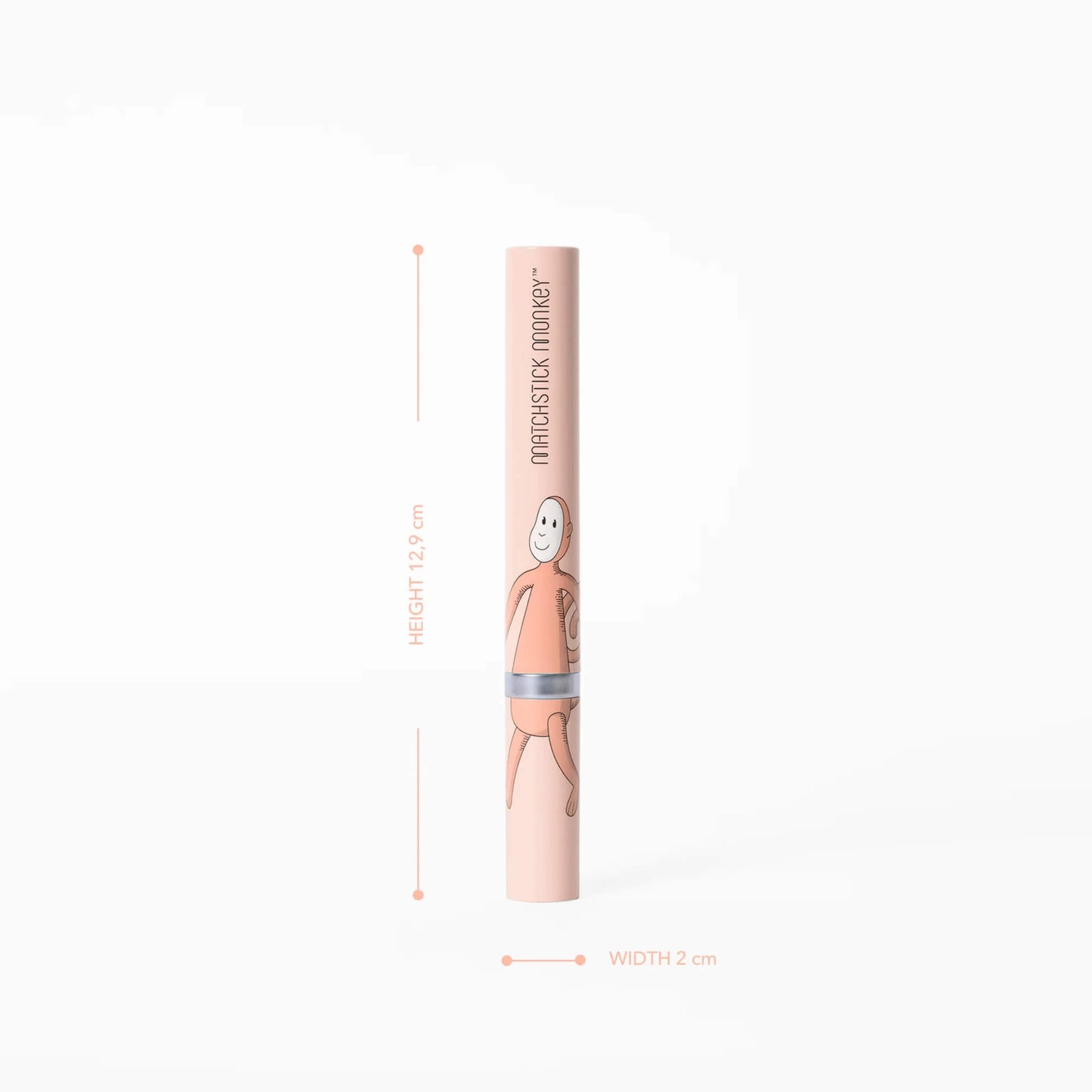 Baby electric toothbrush with illustrated travel case showing product dimensions of approximately 12.9 cm height and 2 cm width.