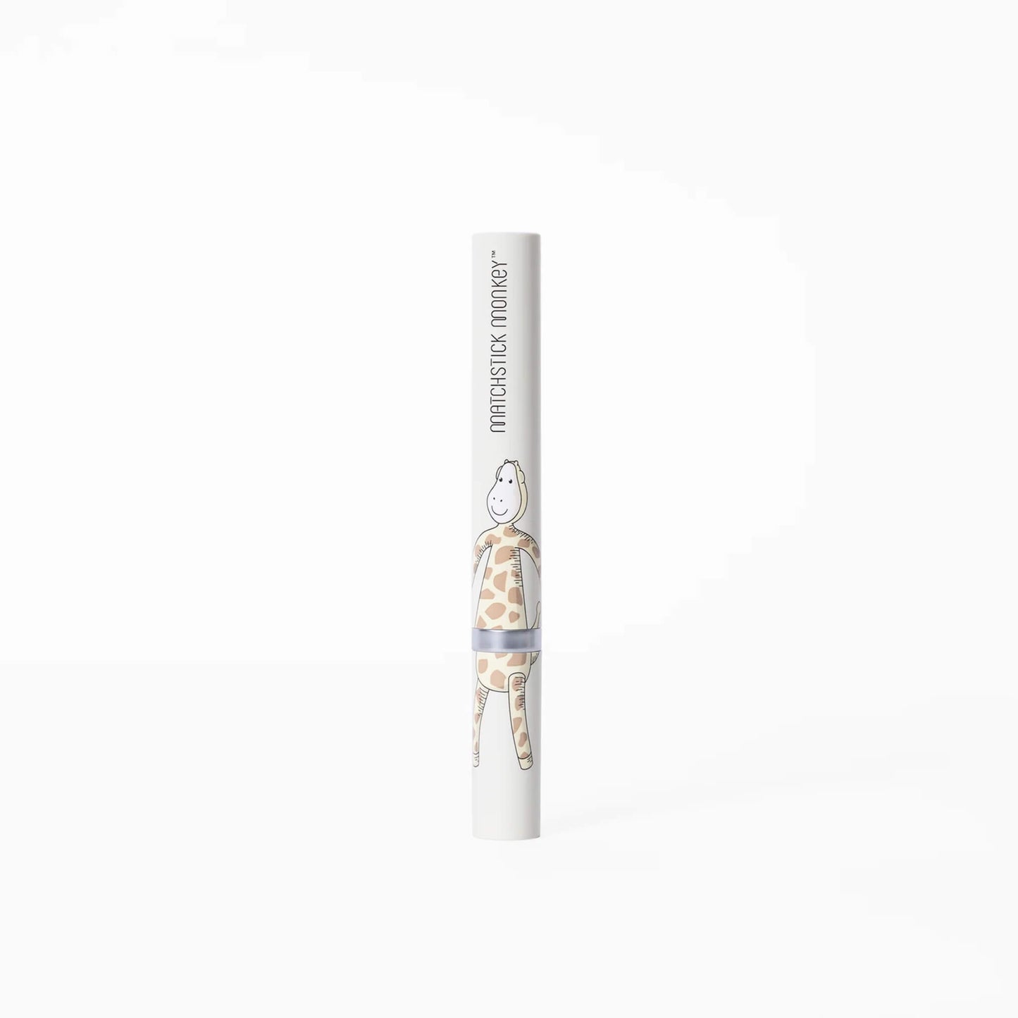 Matchstick Monkey Electric Sonic Toothbrush Gigi Giraffe shown inside its printed storage tube with the giraffe illustration wrapped around the casing.