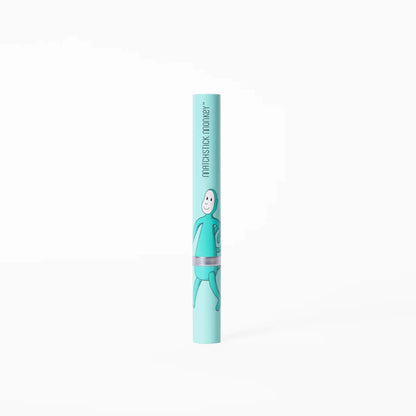 Matchstick Monkey Electric Sonic Toothbrush shown inside its turquoise storage tube featuring the playful monkey character design.