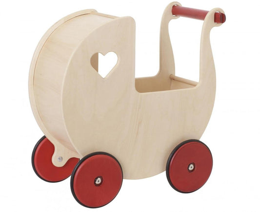 Children’s wooden dolls pram is made of high quality birch veneer and has wooden wheels with rubber tyres. The Moover dolls pram is delivered assembled and ready to use.