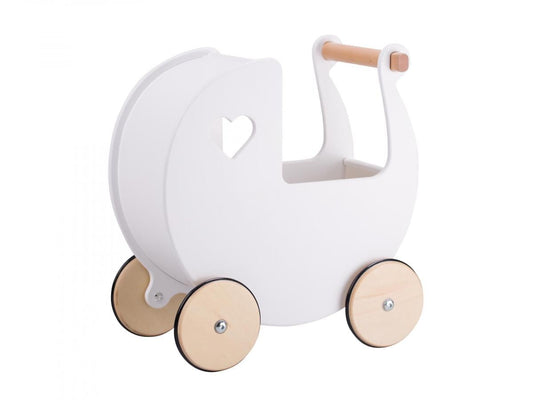 Children’s wooden dolls pram is made of wood and has wooden wheels with rubber tyres. The Moover dolls pram is delivered assembled and ready to use.