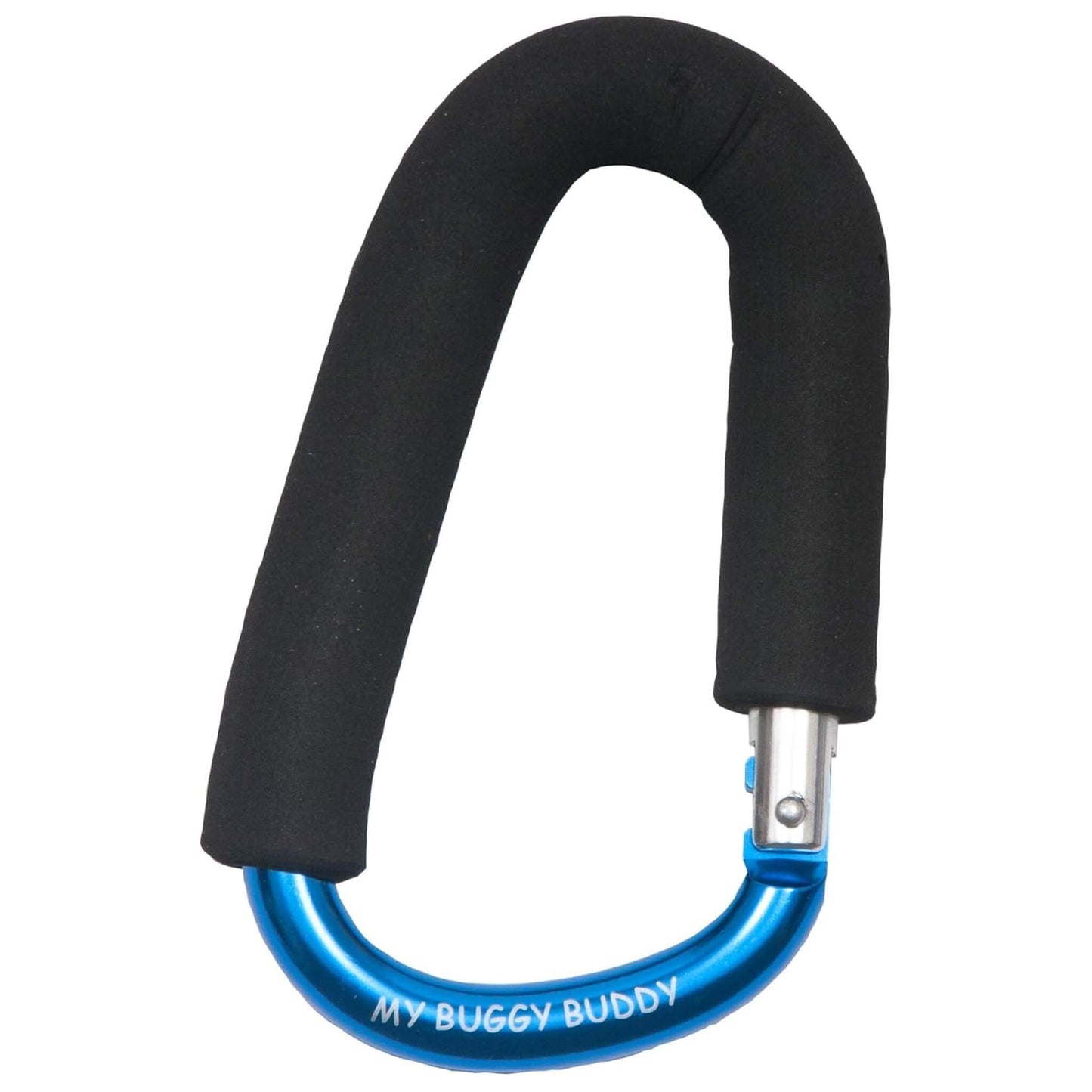 Buggy clip in metallic blue with padded black foam handle for added comfort.