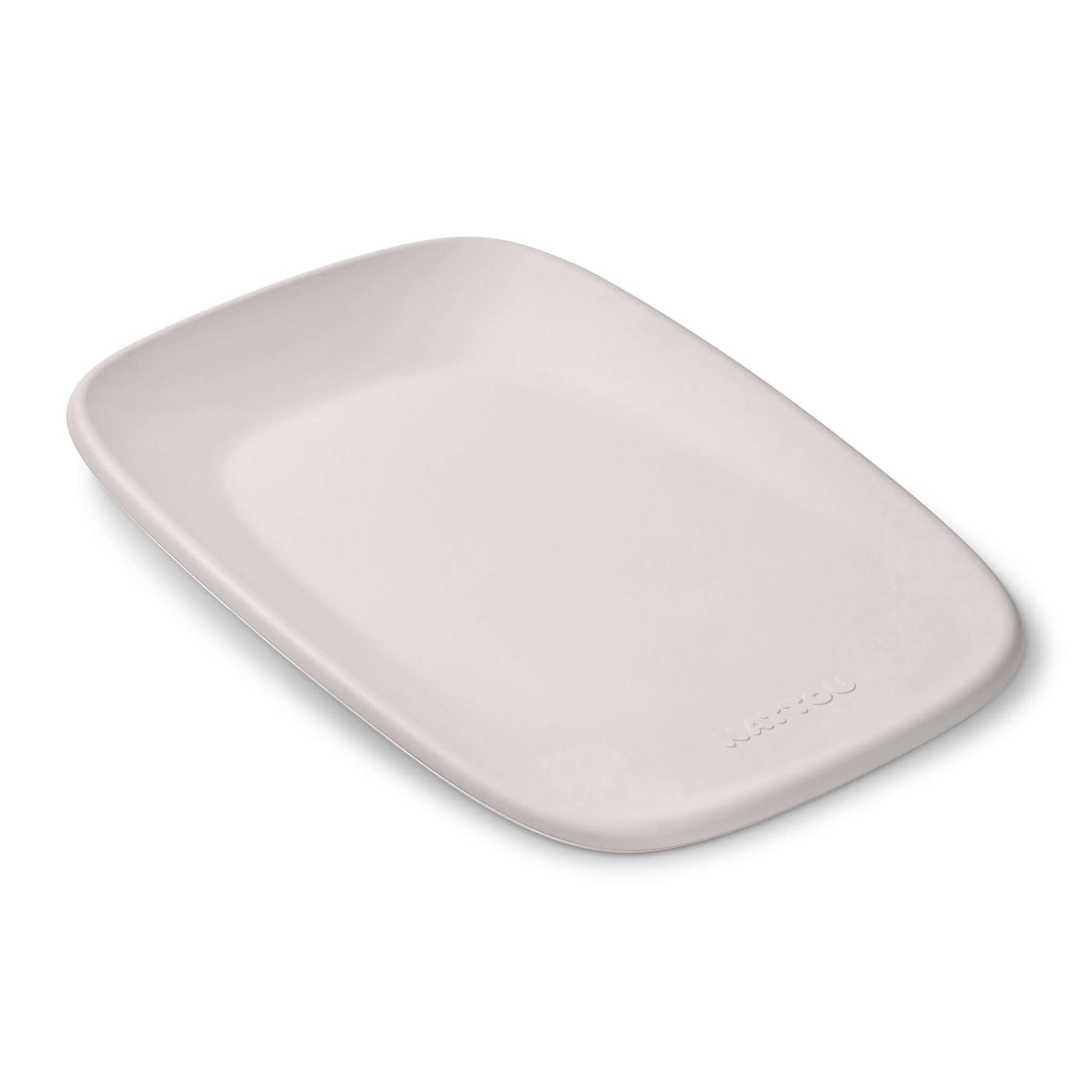 Nattou Softy Changing Pad in a smooth clay colour shown from above, with its contoured wipe-clean surface and rounded edges visible.