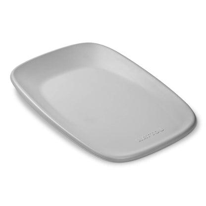 Nattou Softy Changing Pad in grey shown from above with a smooth contoured surface and raised edges.