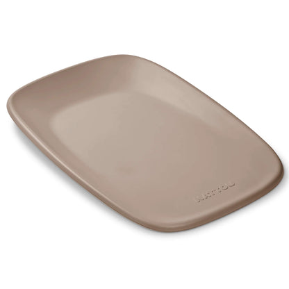 Nattou Softy Changing Pad in taupe shown from above with its smooth contoured surface and raised edges.