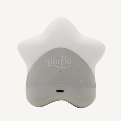 Rear view of a star-shaped room thermometer showing charging port and smooth matte finish.