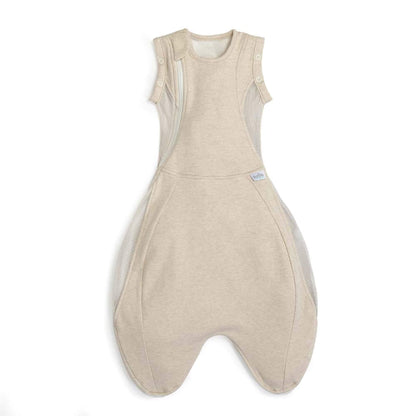 Swaddle to Sleep Bag 0.5 Tog in Summer Sand by Purflo with breathable mesh panels and popper arm openings.