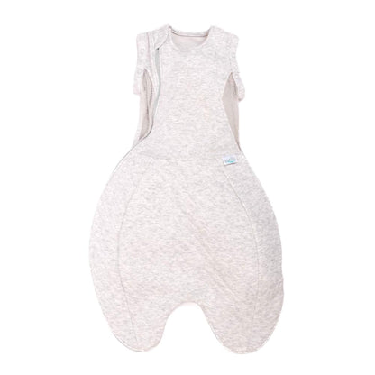 Purflo Swaddle to Sleep Bag 2.5 TOG in minimal grey with breathable mesh side panels and a softly structured, hip-healthy shape designed for arms-in or arms-out sleep.