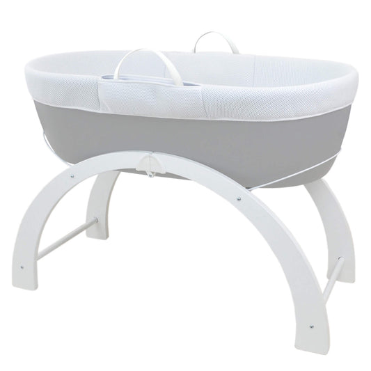 The Shnuggle Dreami is a complete portable Moses Basket + Stand set, which has been designed for use around the home + on the go. It is perfect for keeping baby close, day and night.