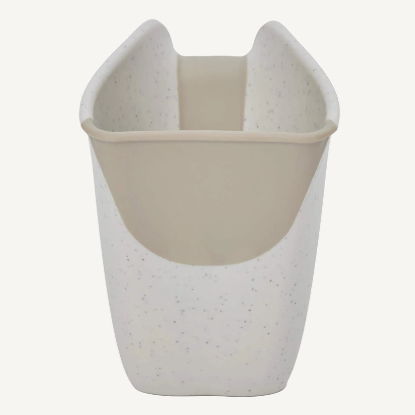 Front view of a cream jug with wide opening and rounded design, featuring a smooth inner lining.