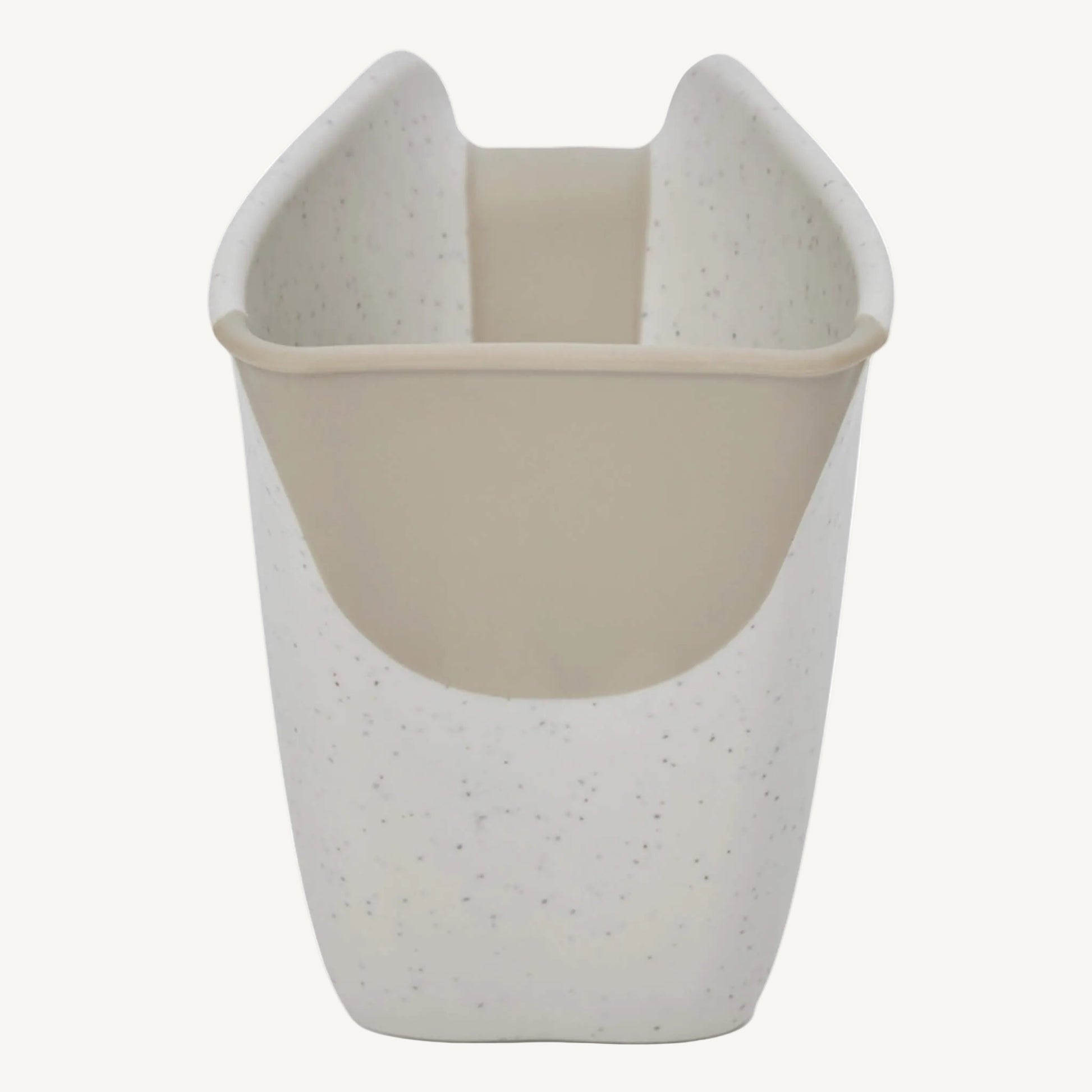 Front view of a cream jug with wide opening and rounded design, featuring a smooth inner lining.