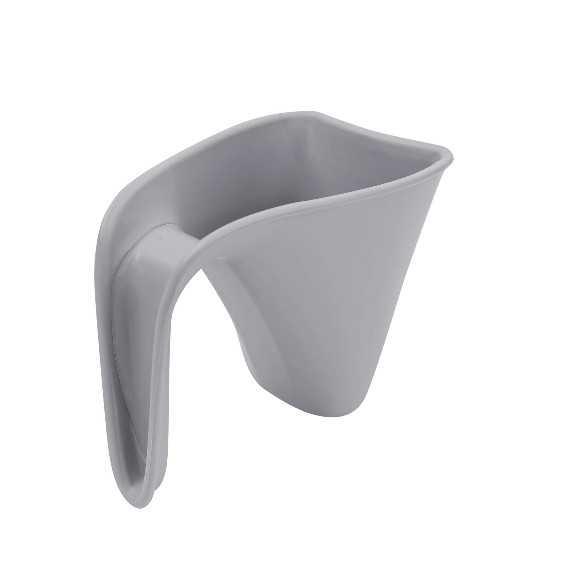 Shnuggle Washy Rinsing Jug in grey, showing the softly curved rim and integrated handle designed for gentle hair rinsing.