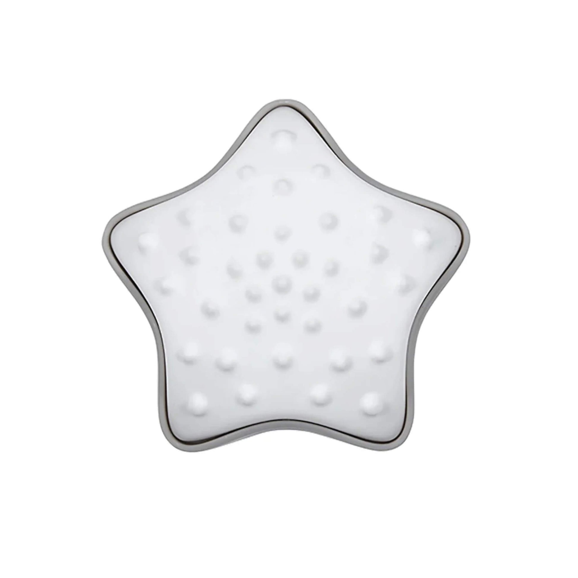 A single star-shaped bath toy shown from above with raised textured dots across the surface.