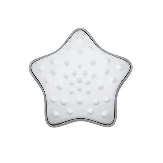 A single star-shaped bath toy shown from above with raised textured dots across the surface.
