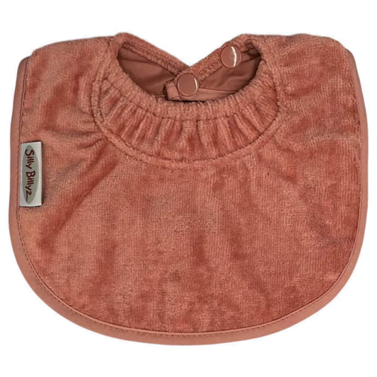 Silly Billyz Biblet Morocco baby bib with soft towelling fabric, snug neckline, and waterproof backing for everyday dribbles.