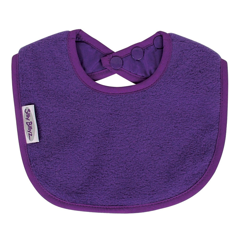 Silly Billyz waterproof Biblets are sized just right to be baby’s first bib. The absorbent fabrics will keep baby clean and dry, plus the triple snap closure means the Biblet grows with your baby