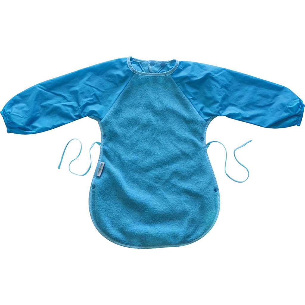 The extra long and wide front with tie-backs covers your toddler, neck to knees, while they are seated to eat. The Silly Billyz Messy Eater Bib can also be used when your little ones are painting or playing messy games. Plus the non-scratchy, double pop snap closure grows with your toddler.