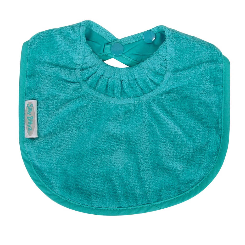 Silly Billyz Biblets are sized just right to be baby’s first bib. The absorbent towelling fabric will keep baby clean and dry, plus the triple snap closure means the Biblet grows with your baby.