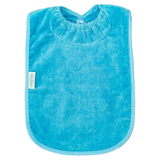 Minimise mess with the Silly Billyz Towel XL Bib.  Features the unique snuggle Neck Guard to protect baby's skin. Made from premium cotton velour and non-rip nylon, easy to wash and stays soft and bright. 