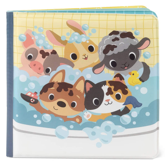 Tiger Tribe Messy Farm Bath Book featuring cute animal characters in a bubbly bath, with muddy patches on their faces and paws.