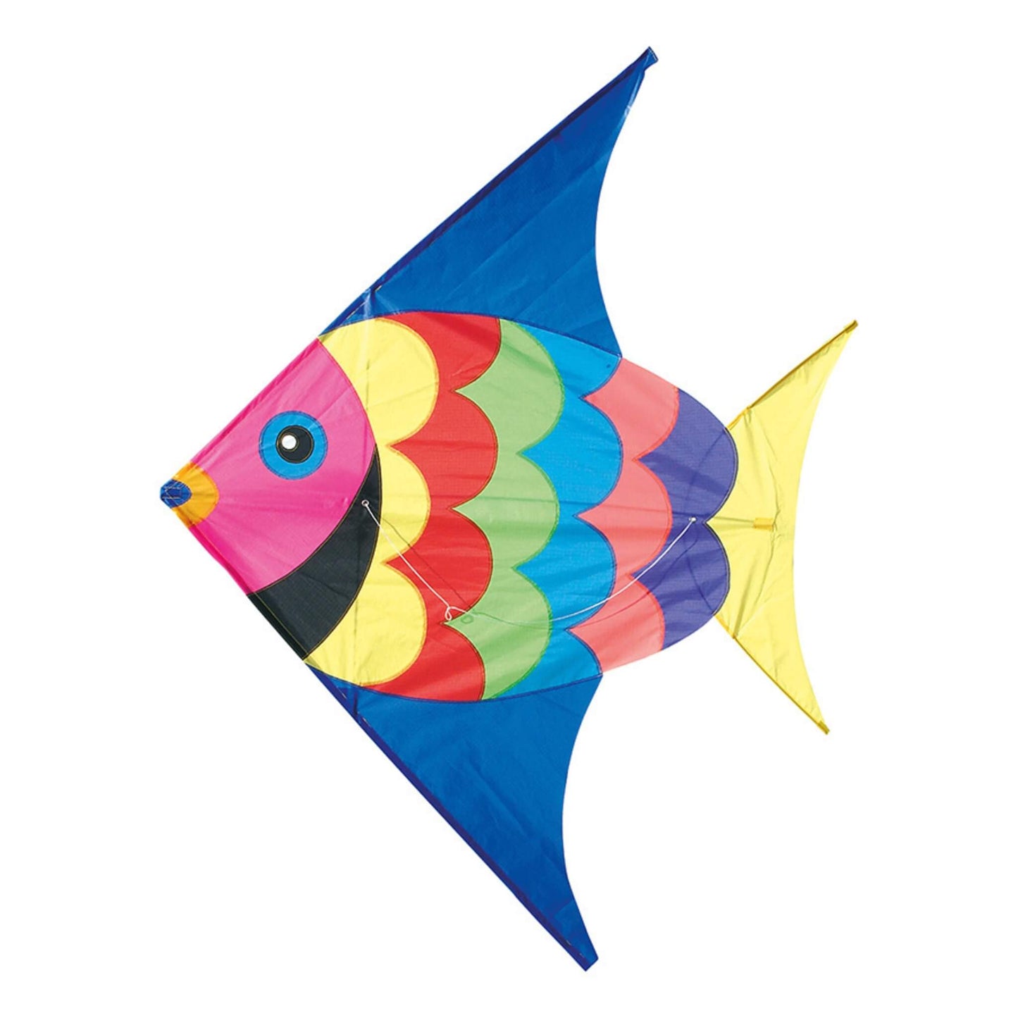 Vilac Giant Fish Kite shown in a colourful fish design with bright scales, wide fins and a bold tail, designed to catch the wind with ease.