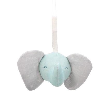 Soft grey and aqua elephant plush toy from the Aden + Anais Rising Star Activity Gym.