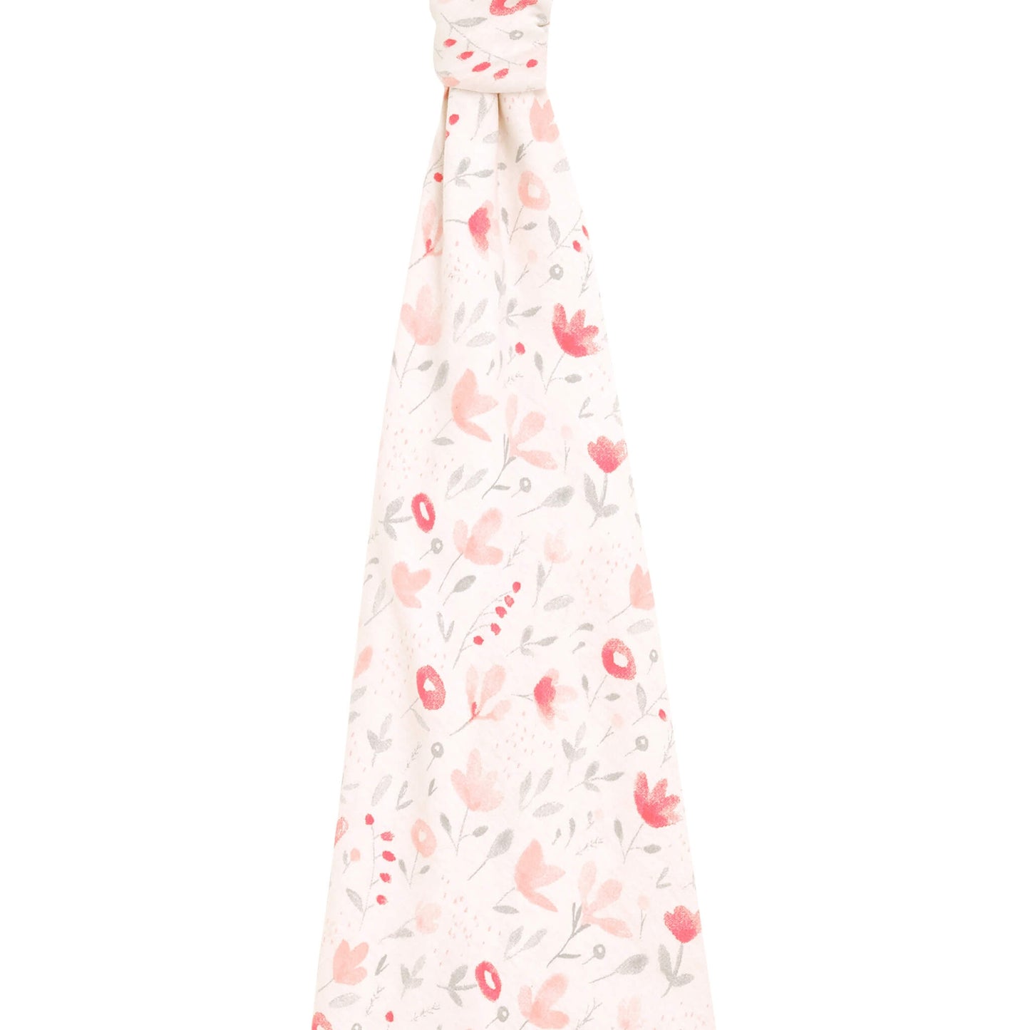 Unfolded aden + anais Comfort Knit™ Swaddle Blanket in Perennial print. Soft cream background with pink floral pattern.

Image 2: