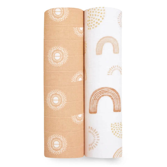Pack of 2 aden  + anais breathable cotton muslin swaddles each measuring 120cm x 120cm.