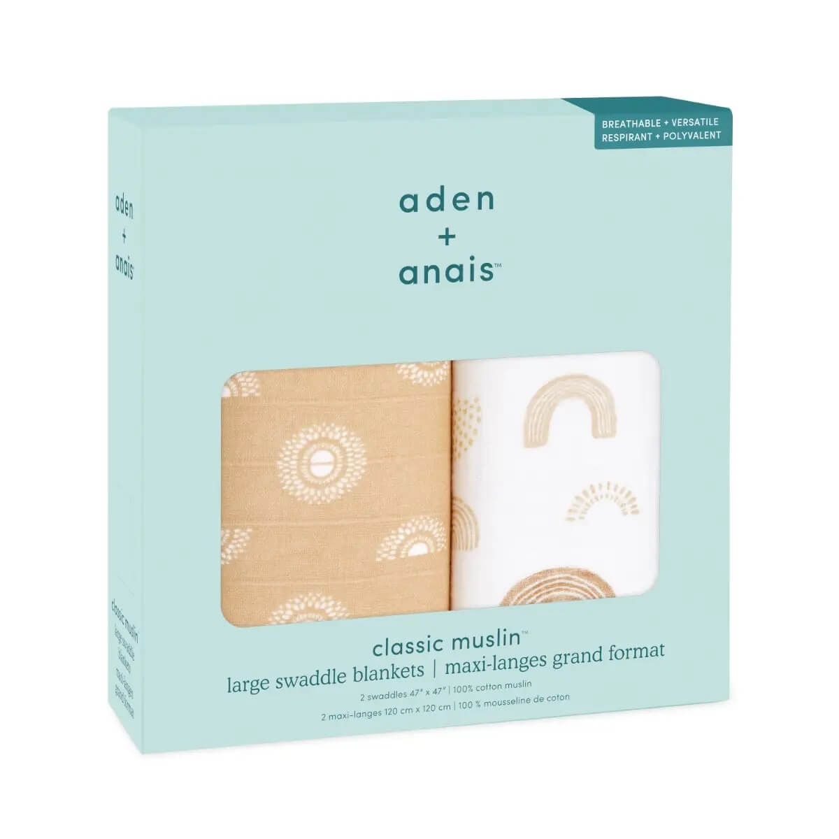 aden + anais Boutique Cotton Muslin Swaddles - 2pk (Keep Rising)